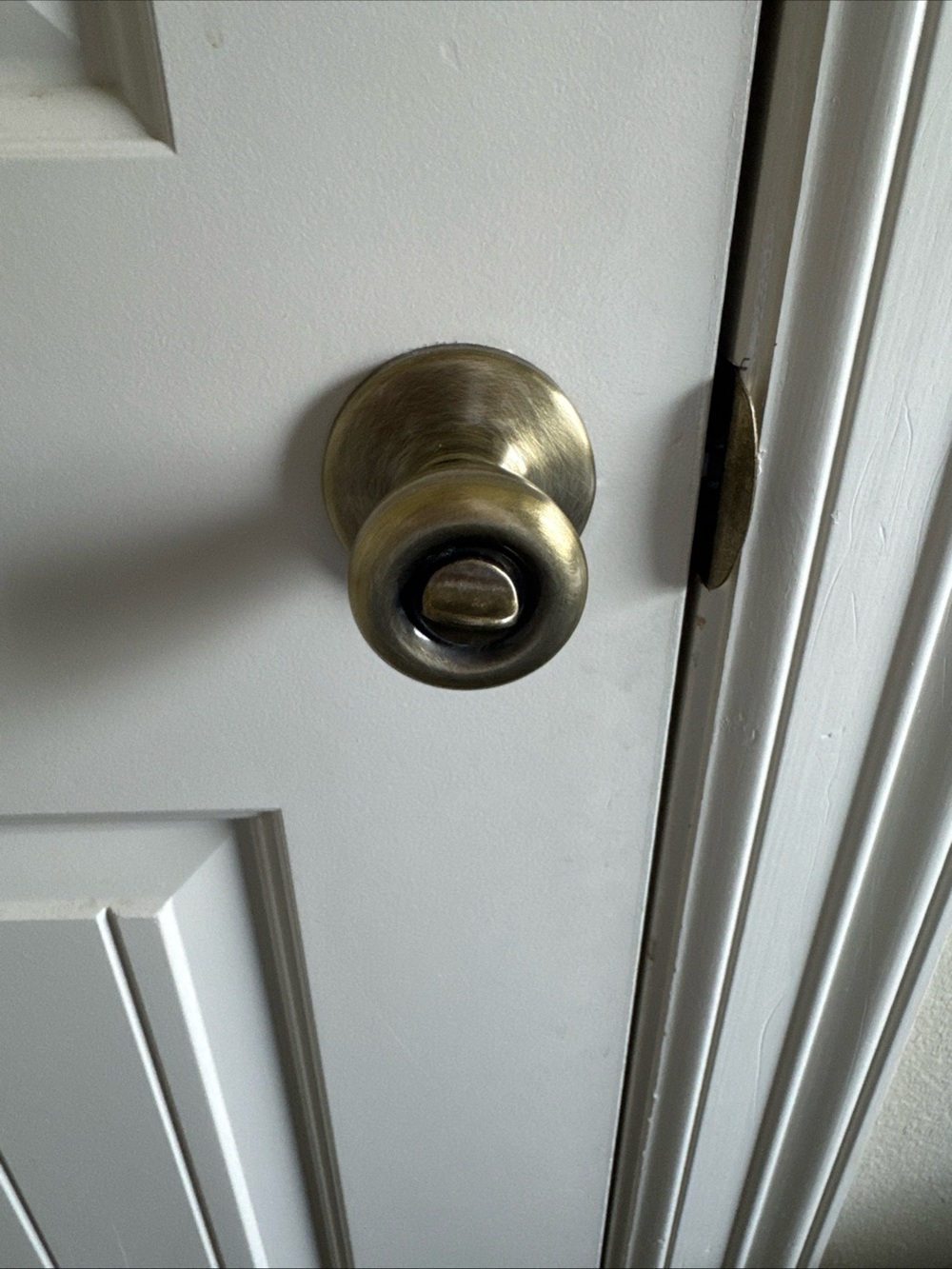 Brass Finish Interior Door Knob with Lock - Antique Brass